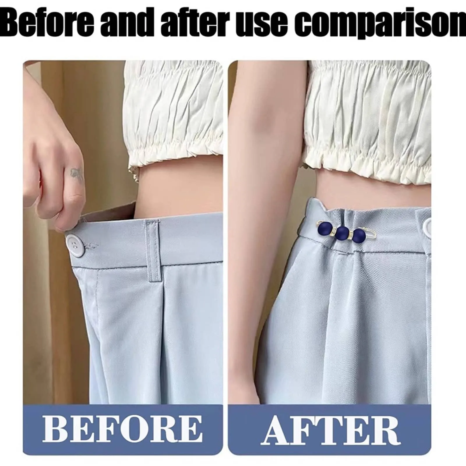2pc White Pearl Brooch detachable jeans and Sweater cape clip pants extended safety pin