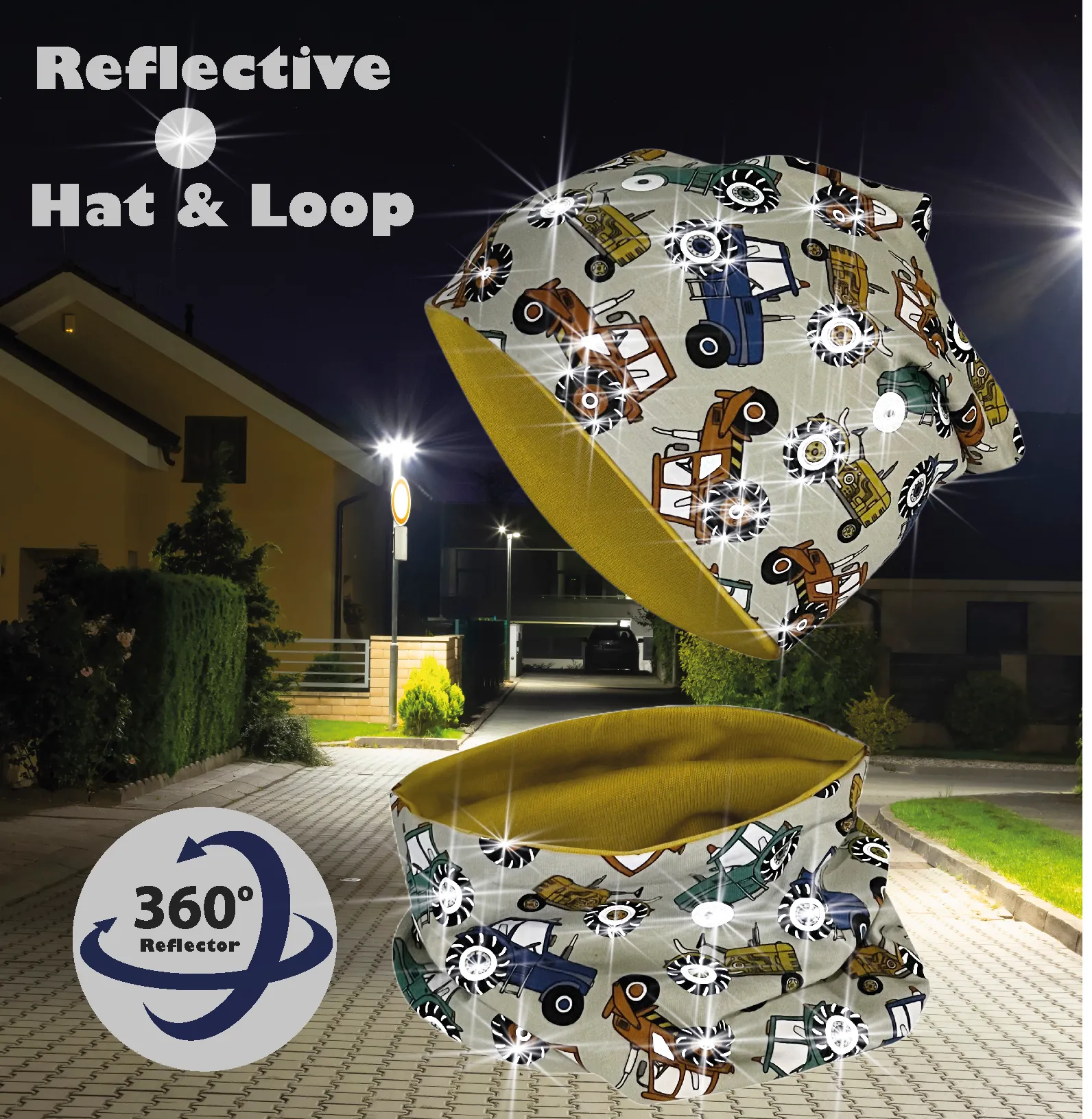 360° Reflector Beanie & Loop – Tractor - Jersey inside