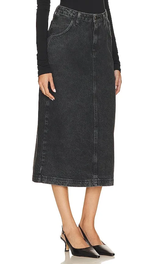 American Vintage Yopday Denim Midi Skirt in Black