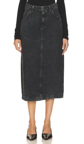American Vintage Yopday Denim Midi Skirt in Black