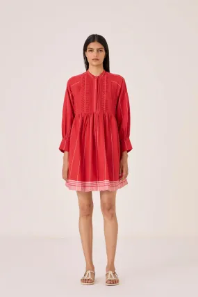 Amila Red Stripe Shirt Dress