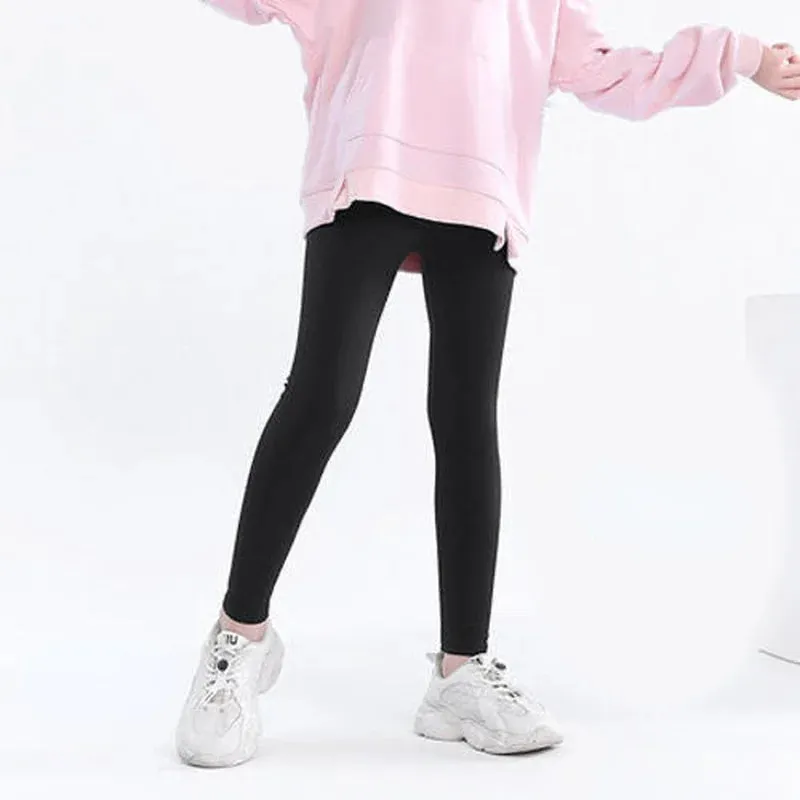 Autumn Solid Kid Leggings Girl Thin Tights Sweatpants 2 y Child Casual Ankle Length Pants Spring Toddler Skinny Cropped Trousers