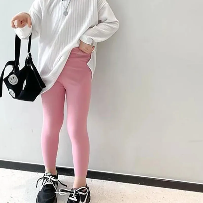 Autumn Solid Kid Leggings Girl Thin Tights Sweatpants 2 y Child Casual Ankle Length Pants Spring Toddler Skinny Cropped Trousers
