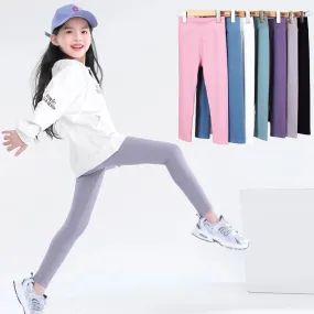 Autumn Solid Kid Leggings Girl Thin Tights Sweatpants 2 y Child Casual Ankle Length Pants Spring Toddler Skinny Cropped Trousers