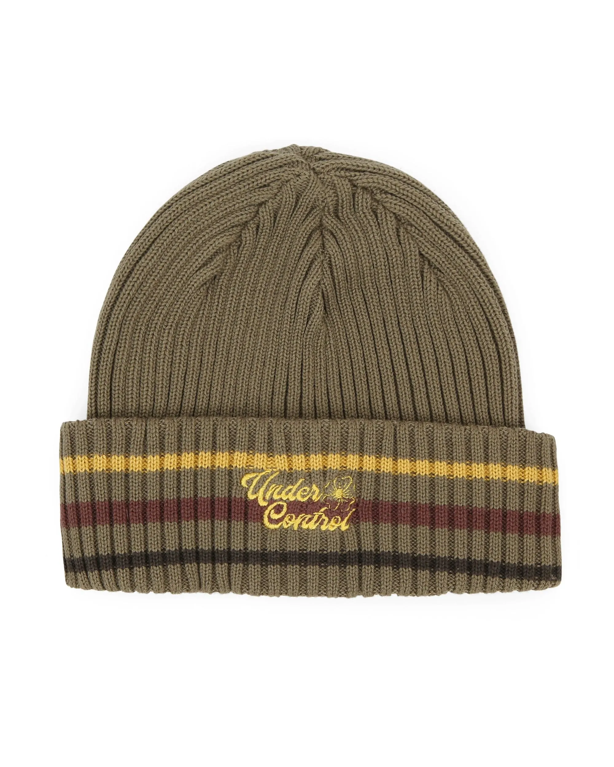 BEANIE / FLORAL SCRIPT / M STRIPE / L OLIVE