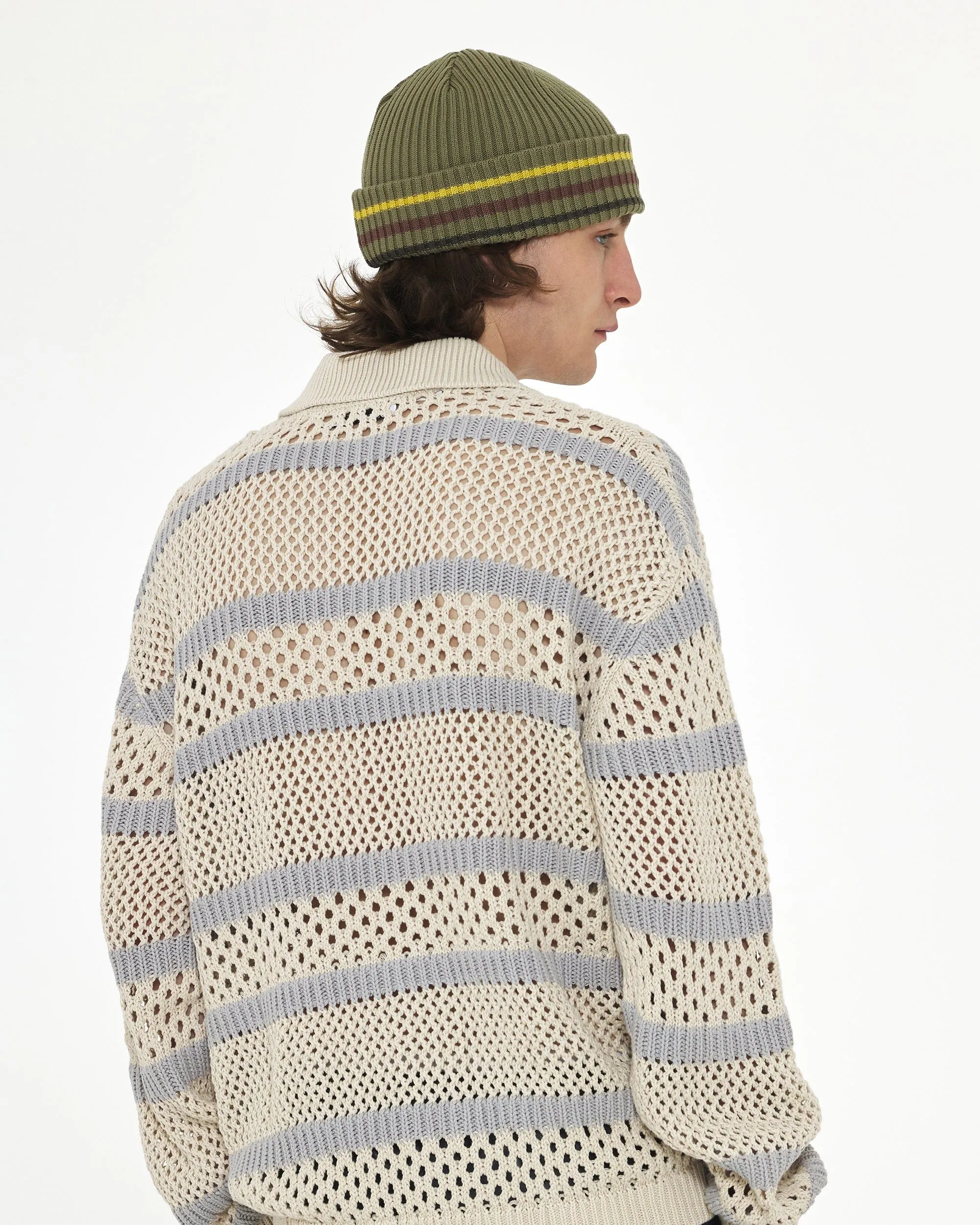 BEANIE / FLORAL SCRIPT / M STRIPE / L OLIVE