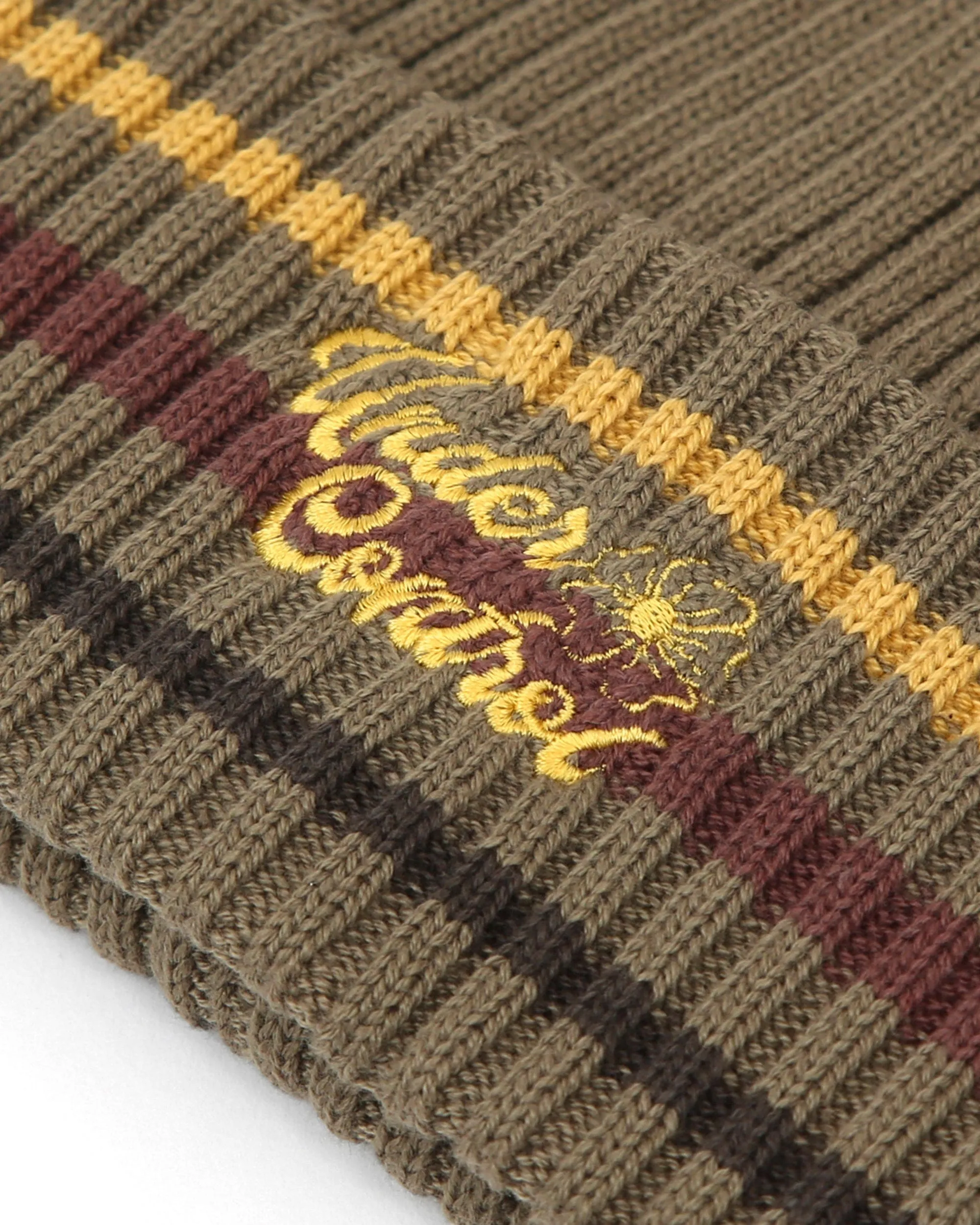BEANIE / FLORAL SCRIPT / M STRIPE / L OLIVE
