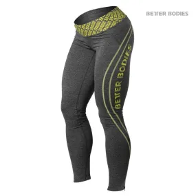 Better Bodies Shaped Logo Tights - Anthracite Melange-Lime