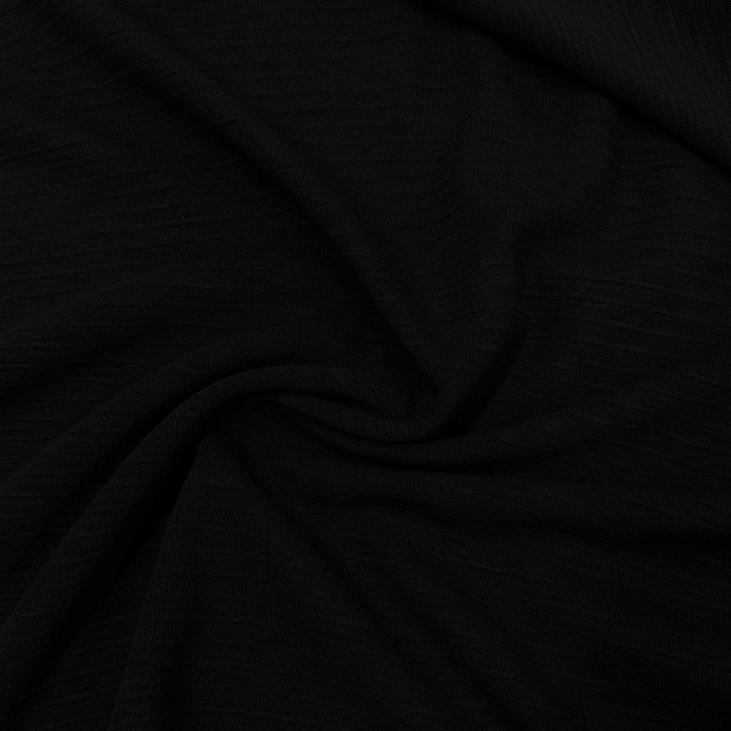 Black Heavy Wool/Spandex Interlock Fabric - 230 GSM