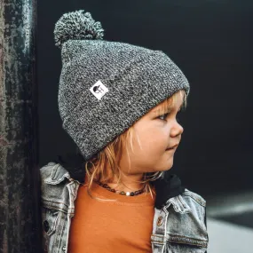 Black Marled Pom Beanie