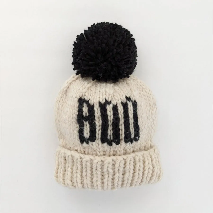 Boo Natural Hand Knit Halloween Beanie Hat