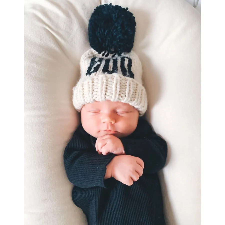 Boo Natural Hand Knit Halloween Beanie Hat