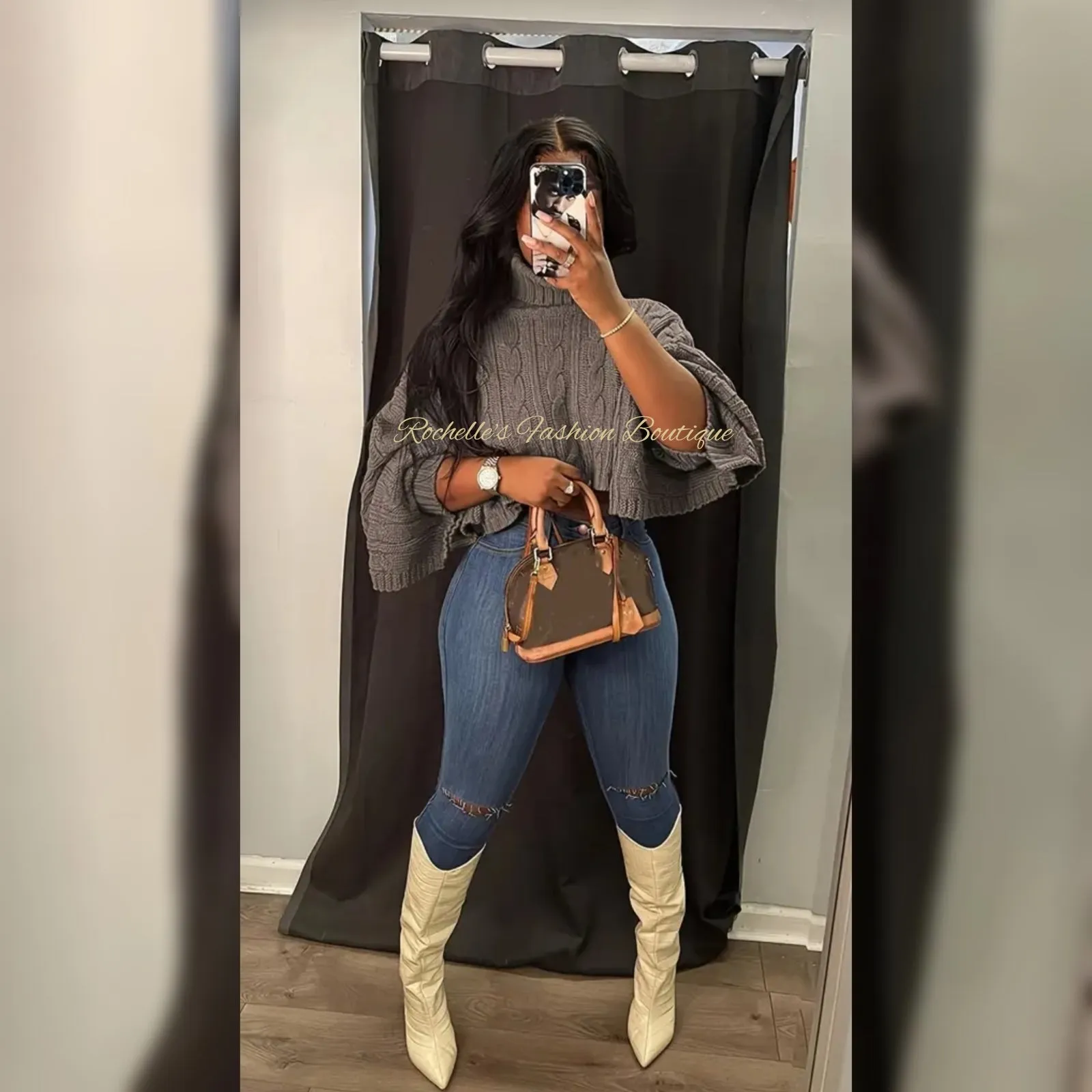 Carmel Knit Turtleneck Crop Sweater