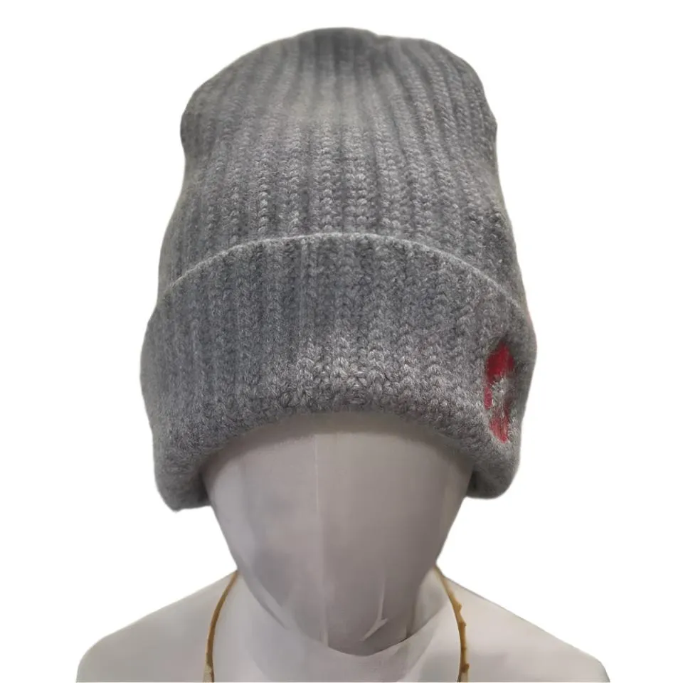 CASHMERE SLOUCH GRAY BEANIE HAT