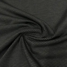 Charcoal and Black Houndstooth Merino Wool Interlock Blend Fabric