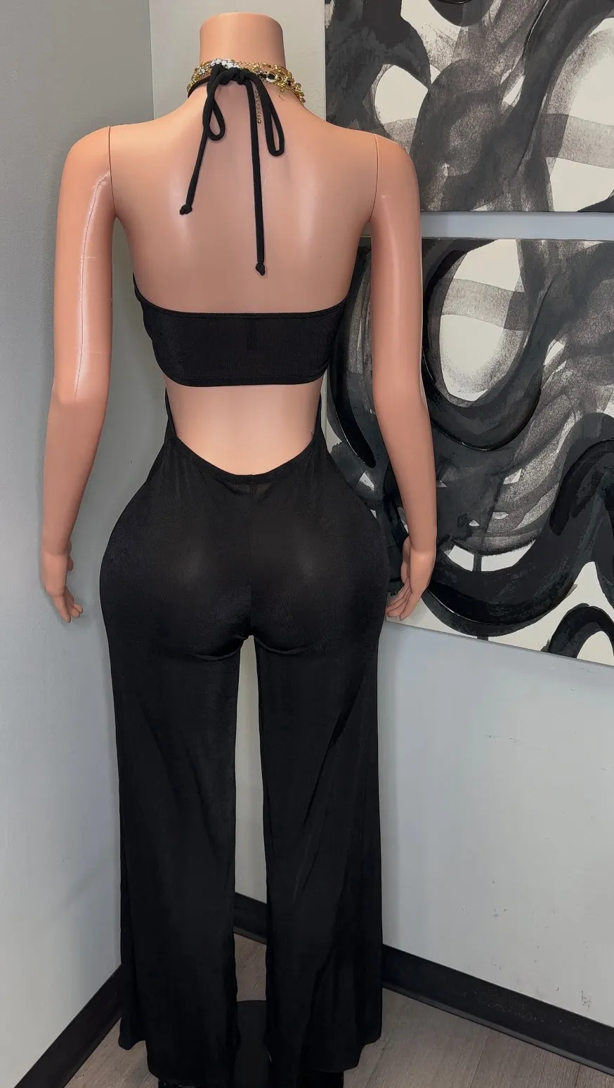 CHARM BLACK JUMPSUIT