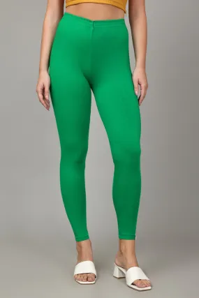 COTTON ANKLE LEGGINGS - LEAF GREEN