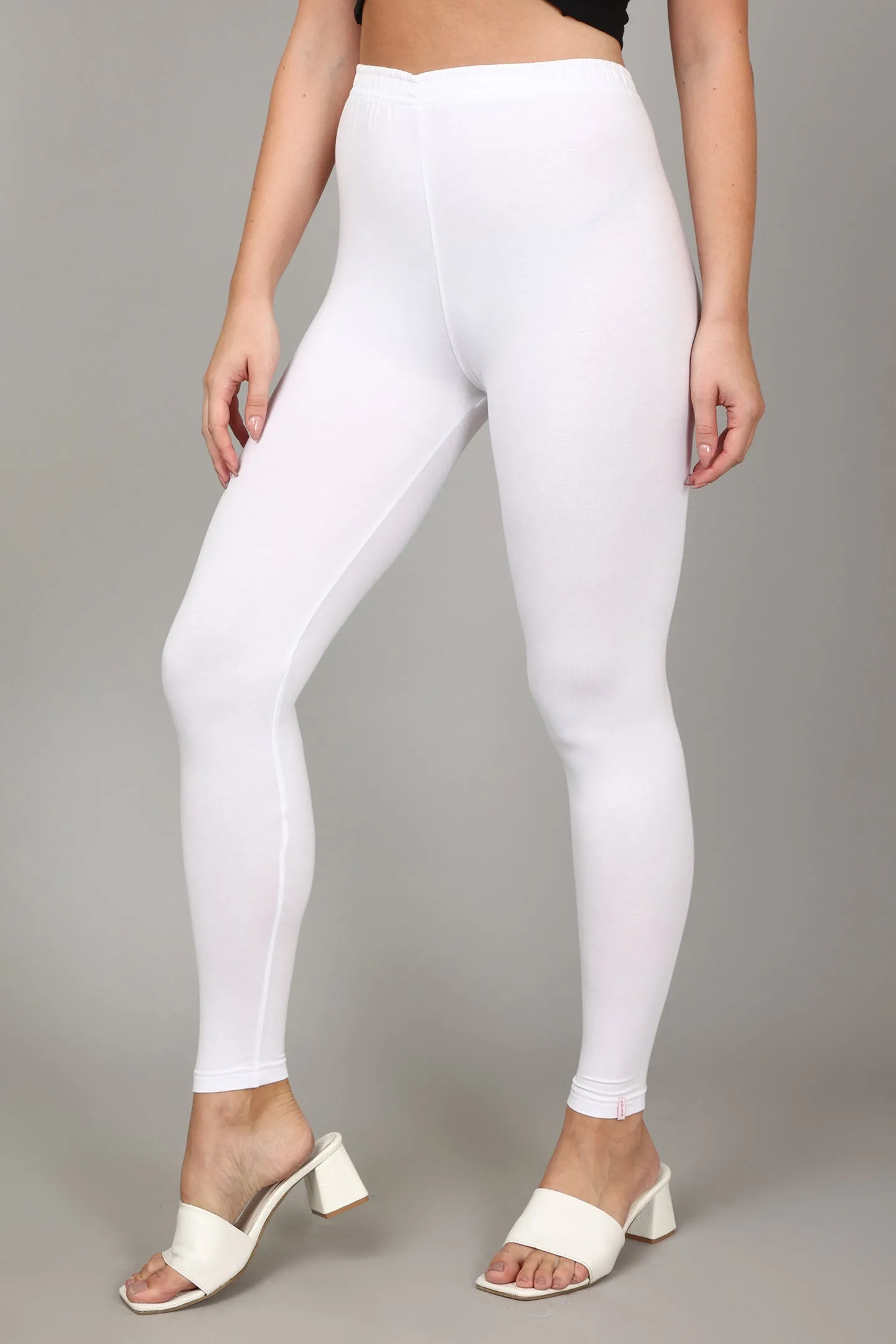 COTTON ANKLE LEGGINGS - WHITE