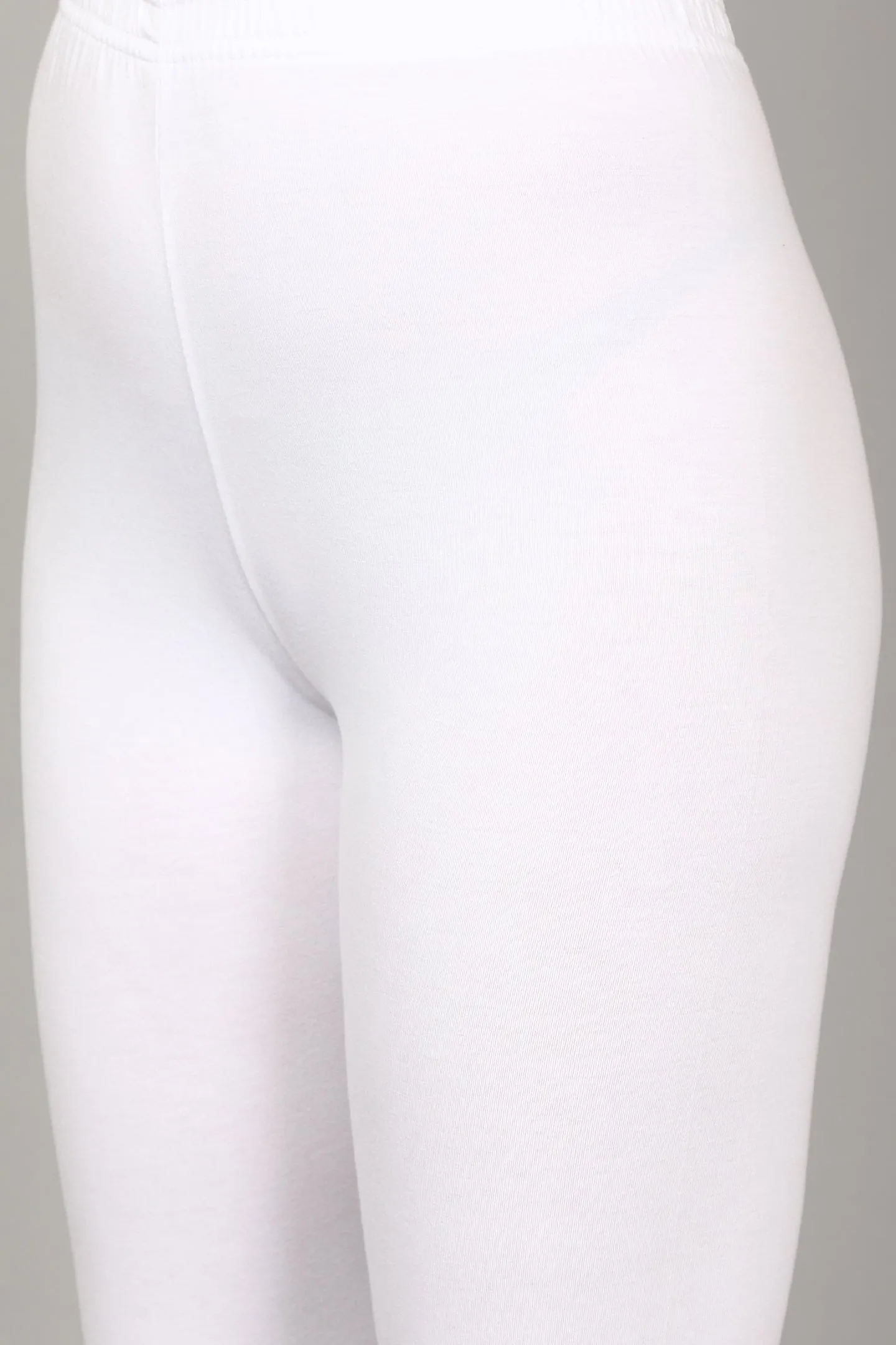 COTTON ANKLE LEGGINGS - WHITE