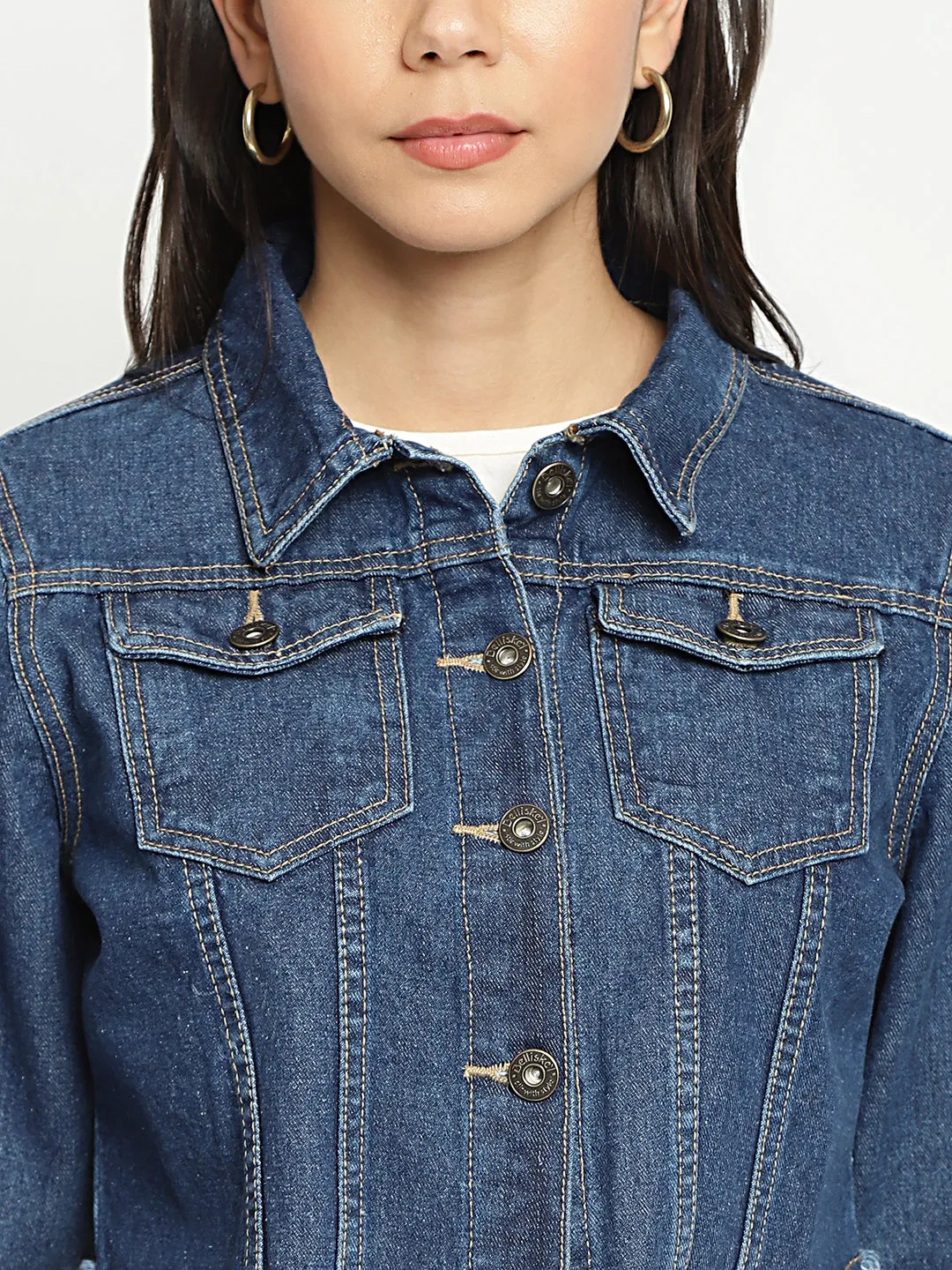 Cropped Frey Hem Denim Jacket