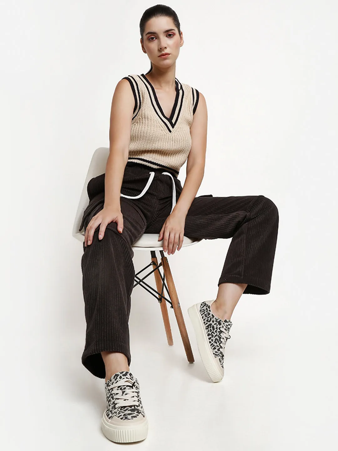 Dark Grey Straight Fit Utility Corduroy Cargo Pants