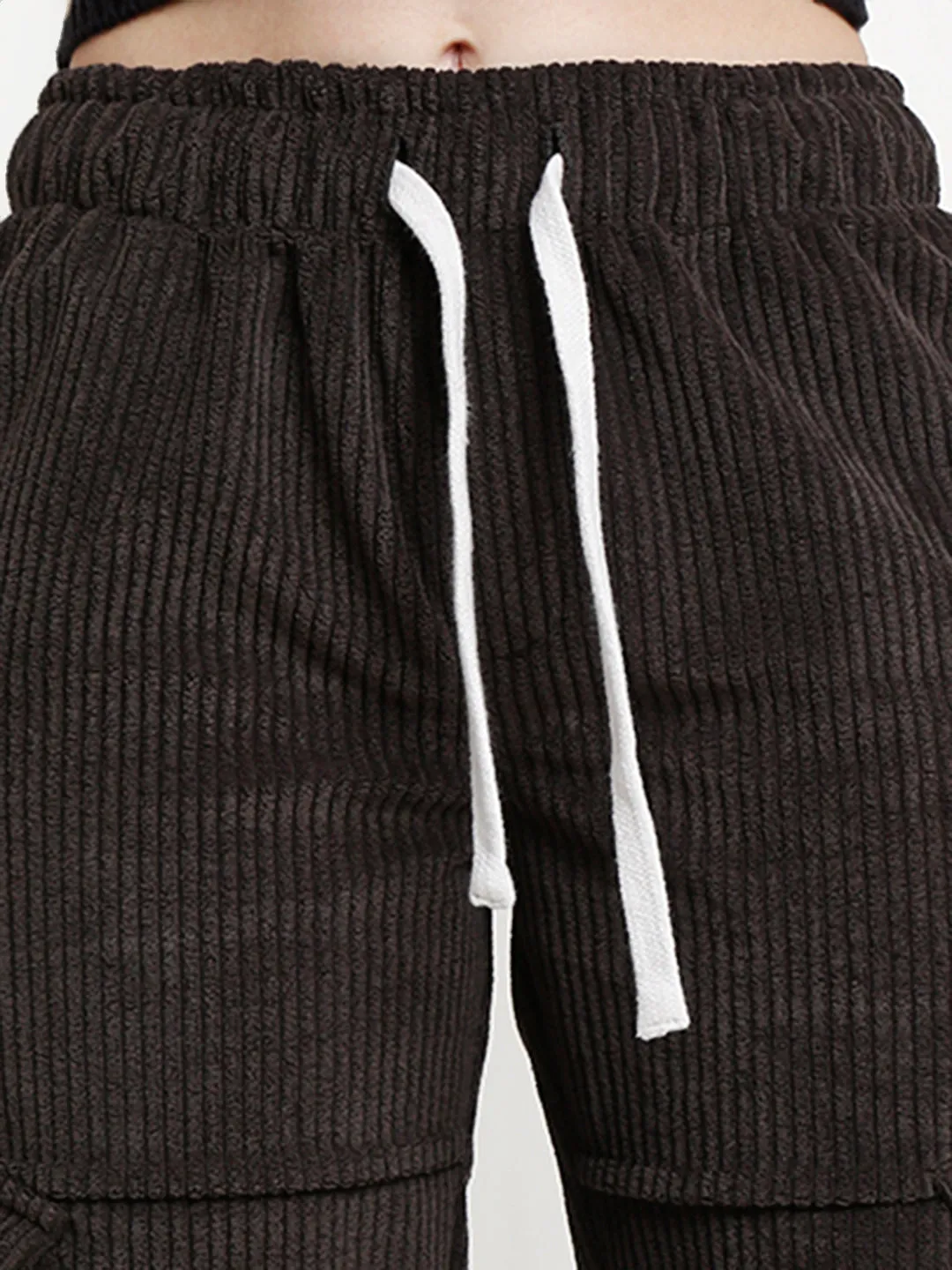 Dark Grey Straight Fit Utility Corduroy Cargo Pants