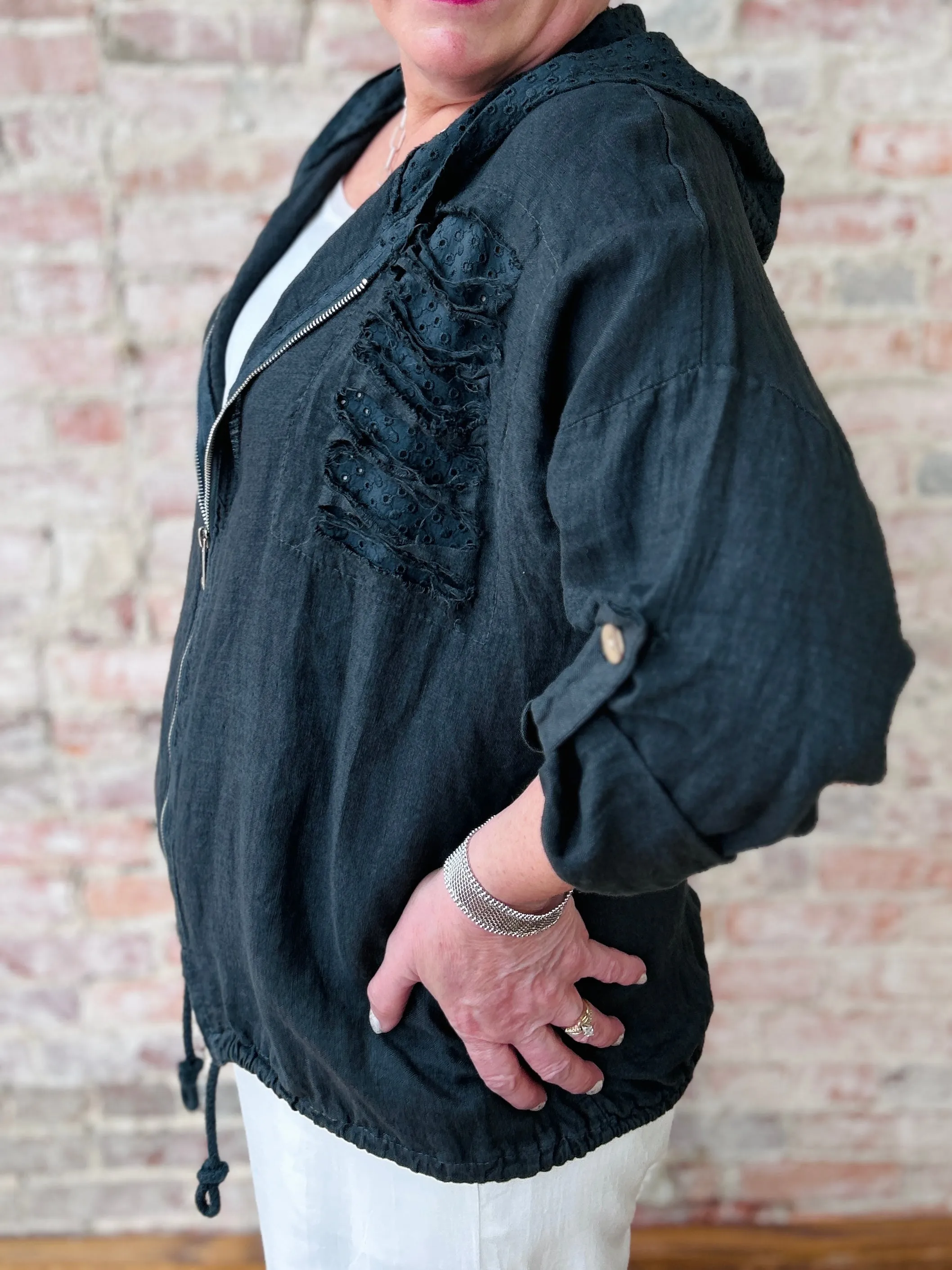 Distressed Hoodie Jacket