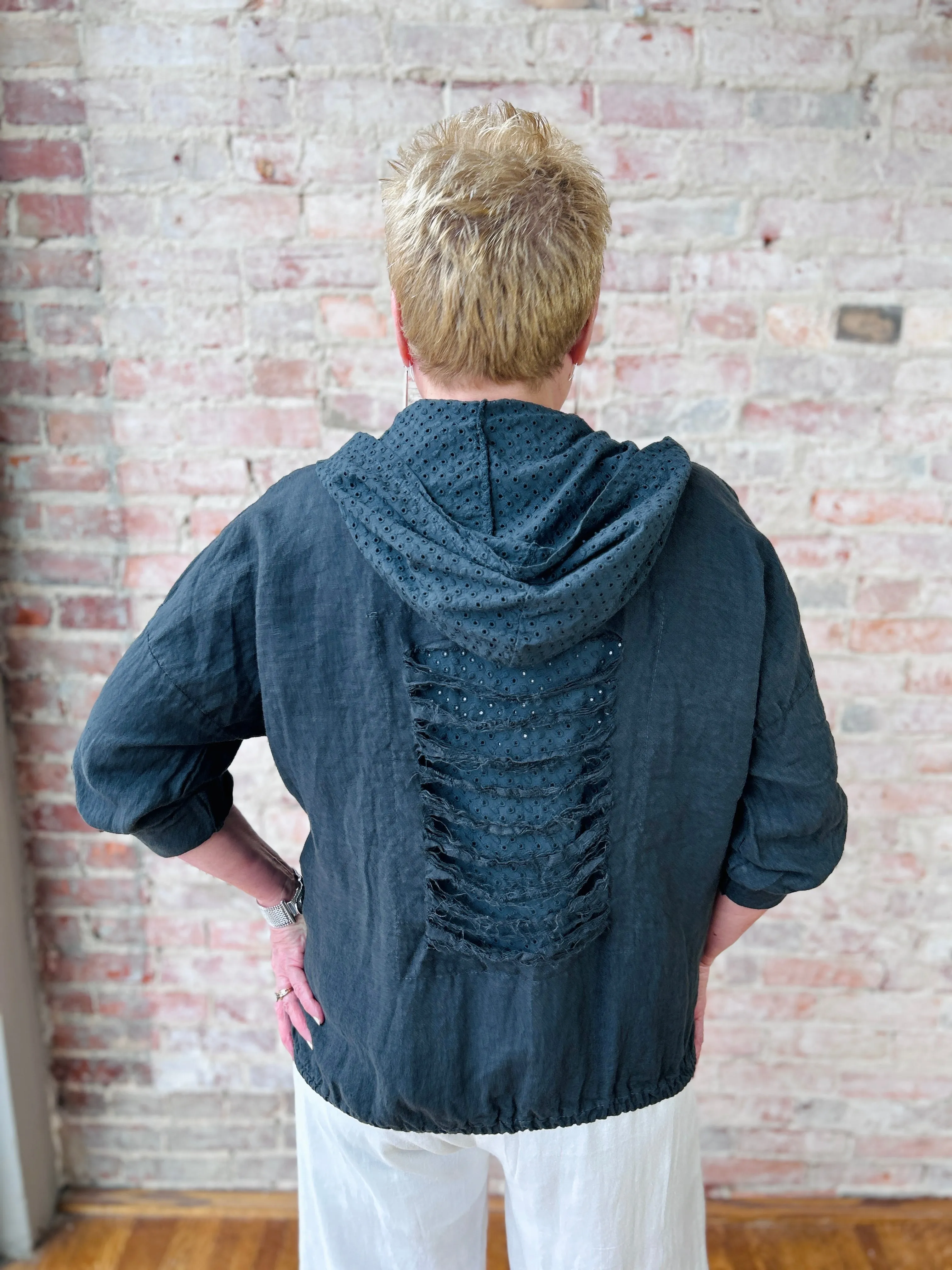 Distressed Hoodie Jacket