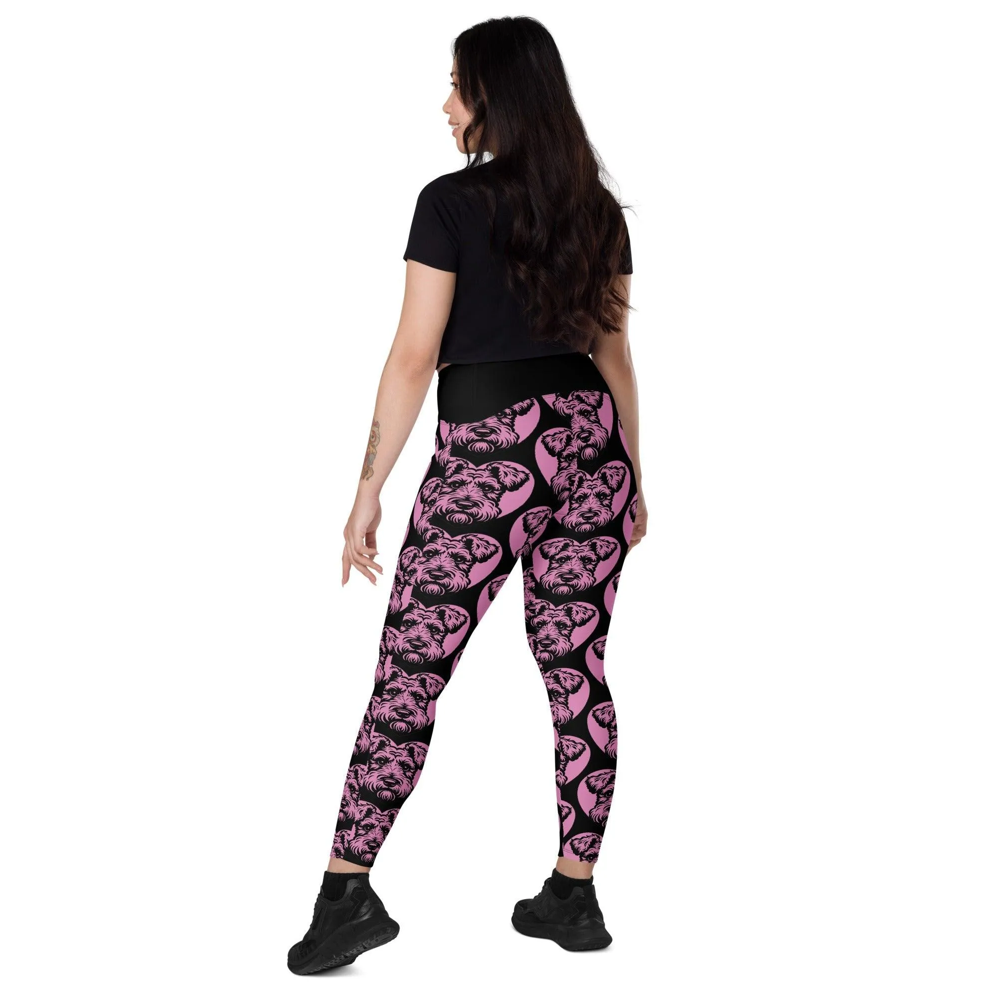 DOG BREED LEGGINGS with pockets - KERRY BLUE TERRIER - HERTTAHOUND - pink