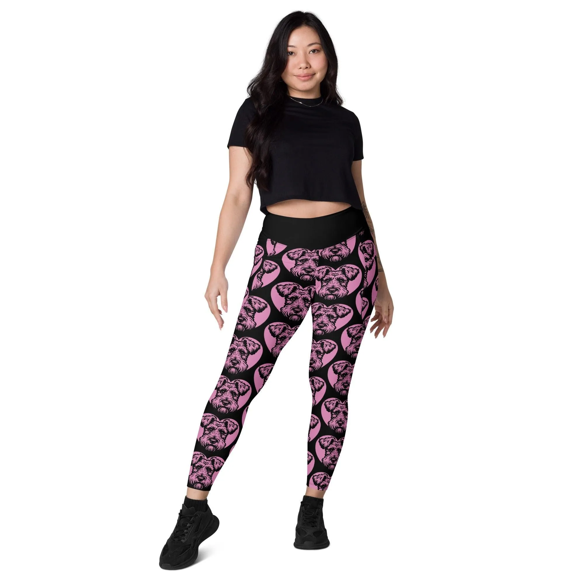 DOG BREED LEGGINGS with pockets - KERRY BLUE TERRIER - HERTTAHOUND - pink