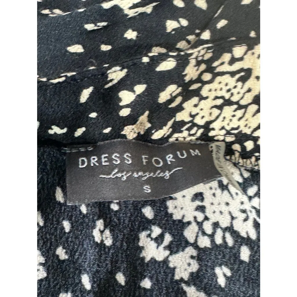 DRESS FORUM Women's Black/Cream Printed A-Line Midi Skirt SZ S