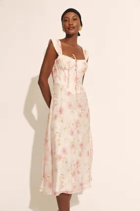 Esra Printed Midi Dress in Pink Floral