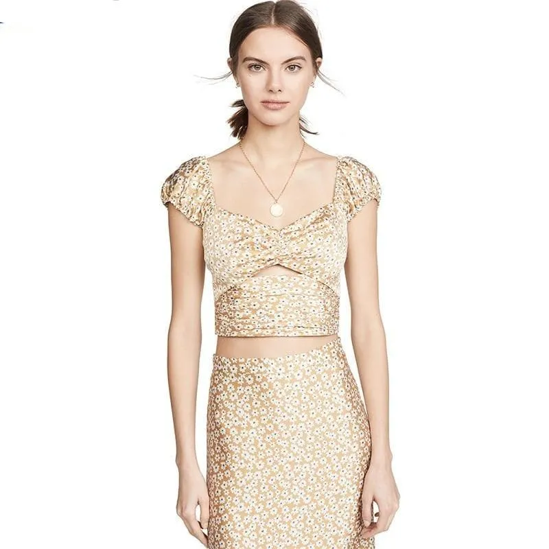 FLORAL CROP TOP AND MIDI SKIRT