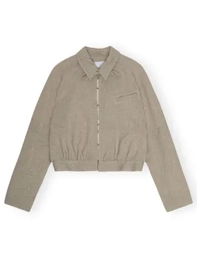 Ganni Light Melange Suiting Short Jacket in Alfalfa