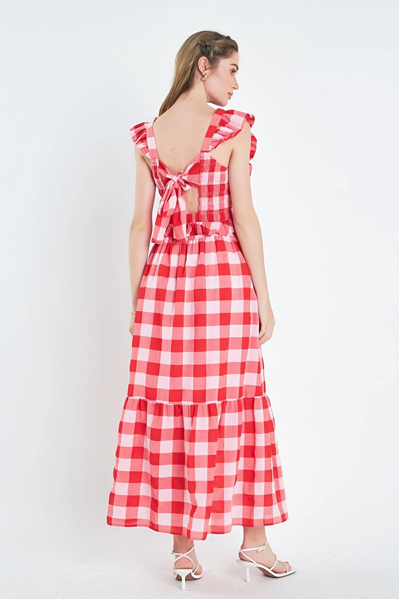 Gingham Plaid Midi Skirt