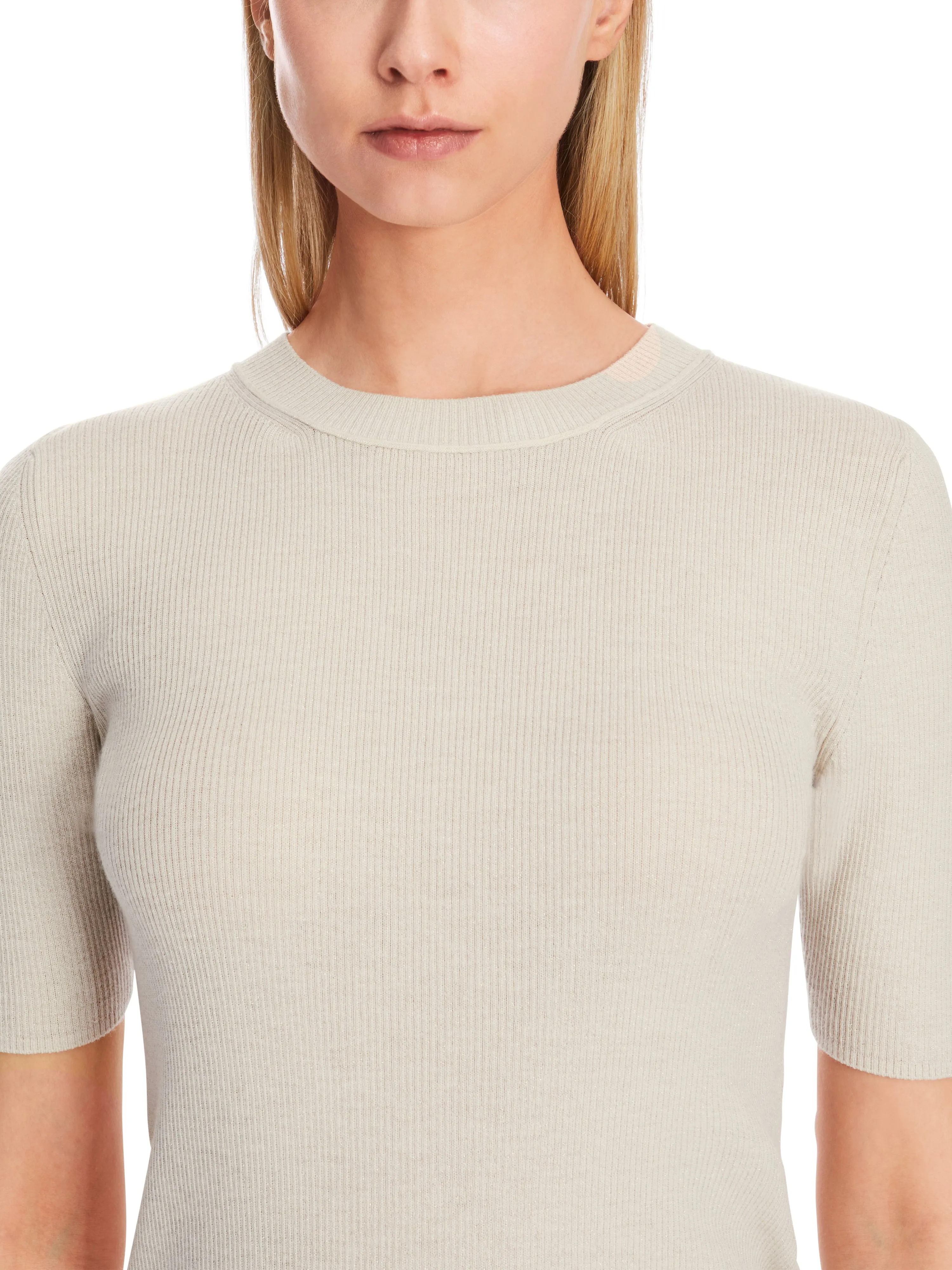 GLITTER WOOL SHORT SLEEVE SWEATER