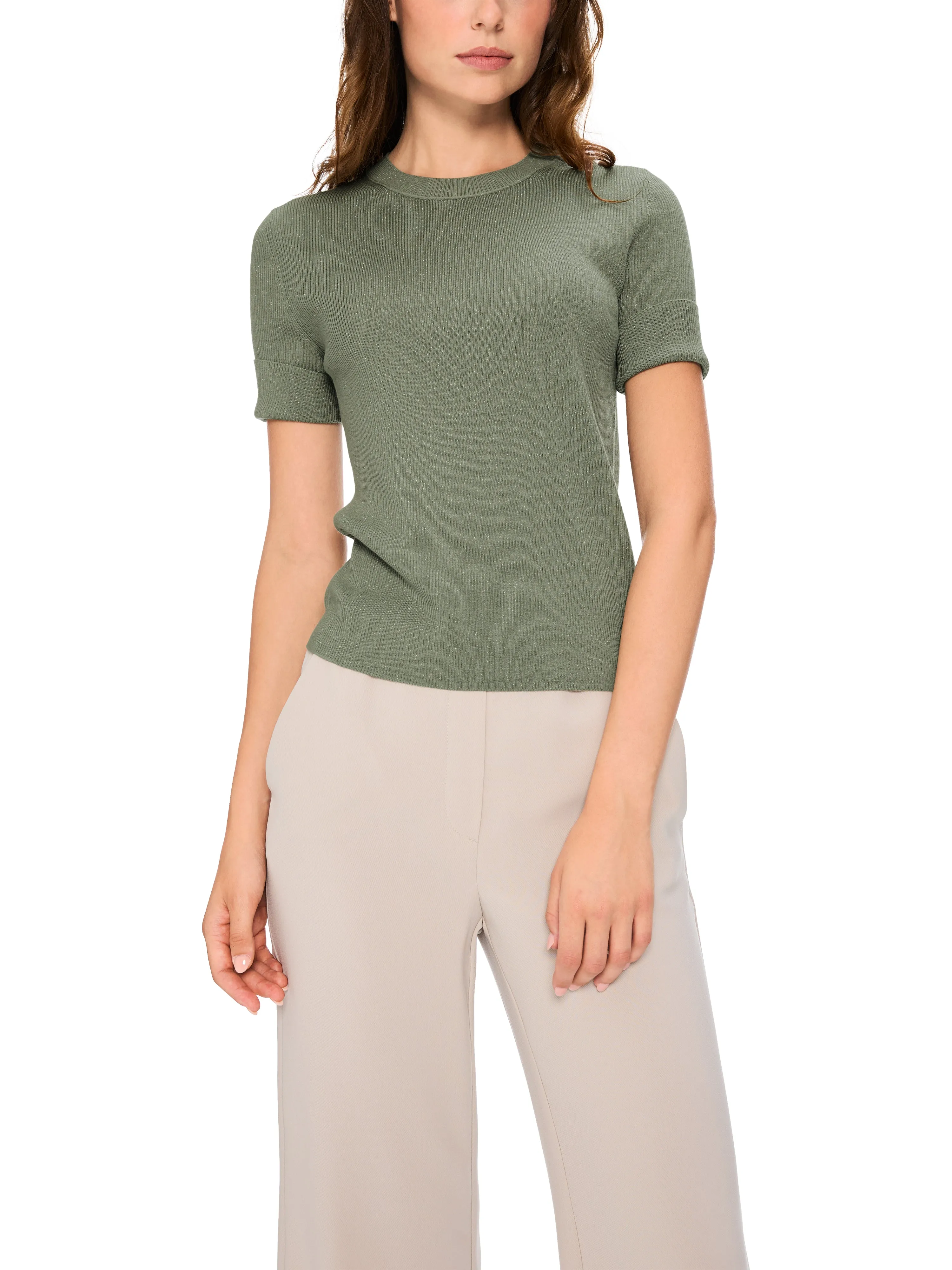 GLITTER WOOL SHORT SLEEVE SWEATER