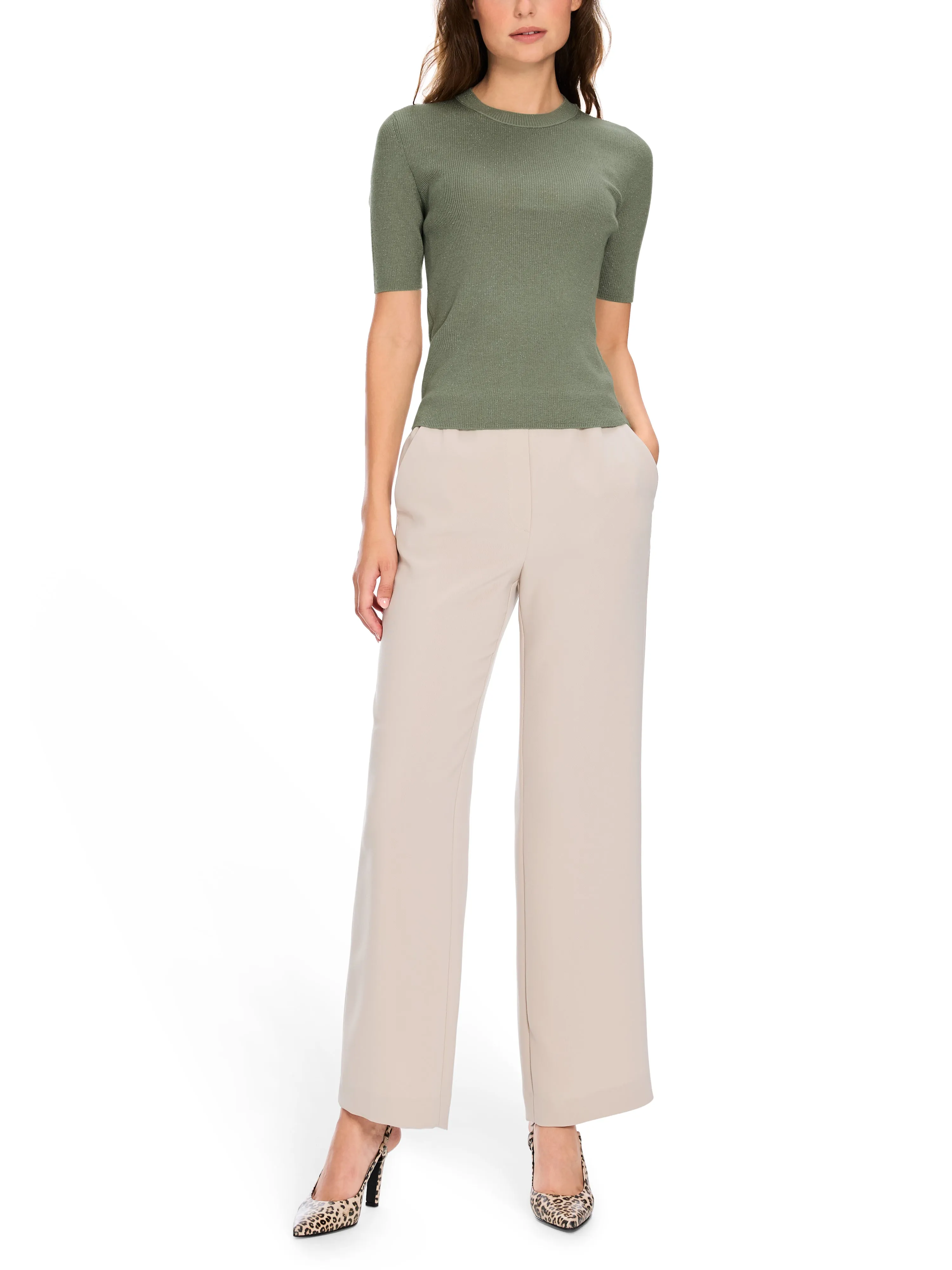 GLITTER WOOL SHORT SLEEVE SWEATER