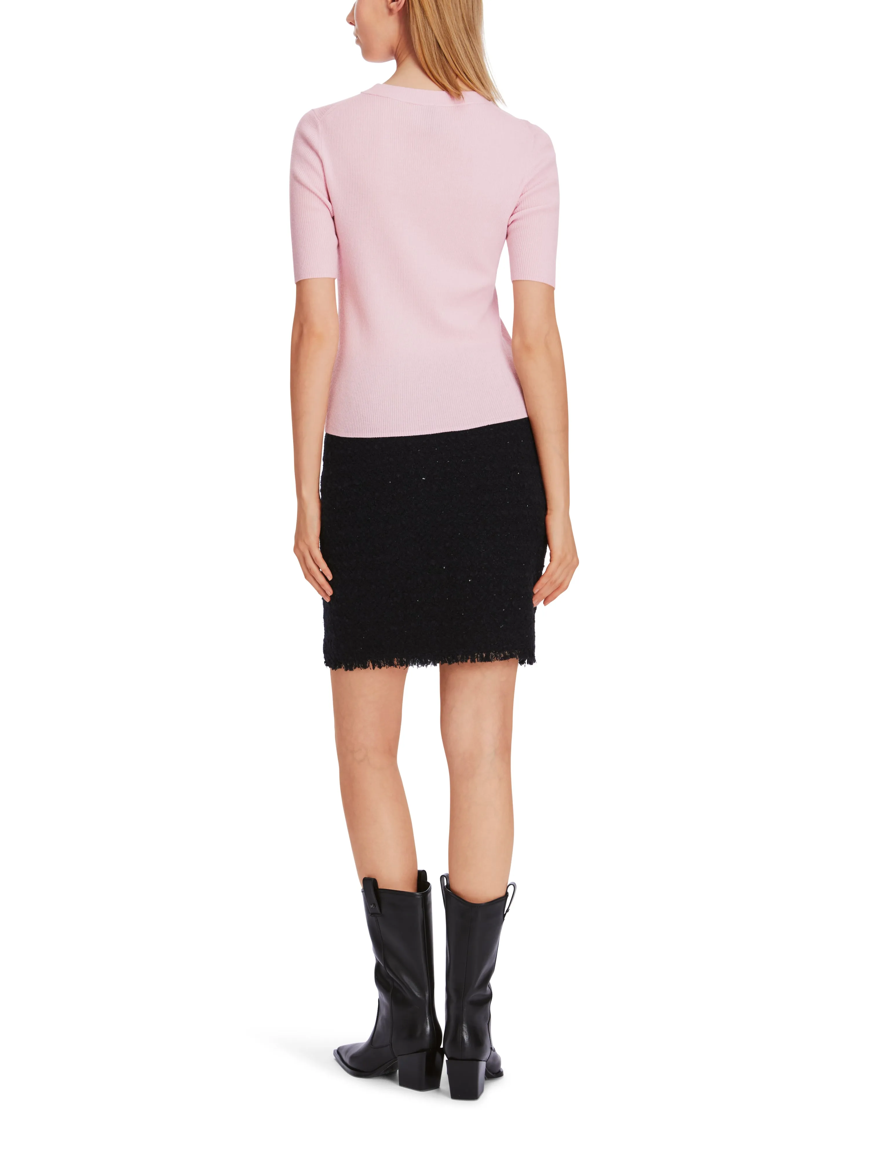 GLITTER WOOL SHORT SLEEVE SWEATER