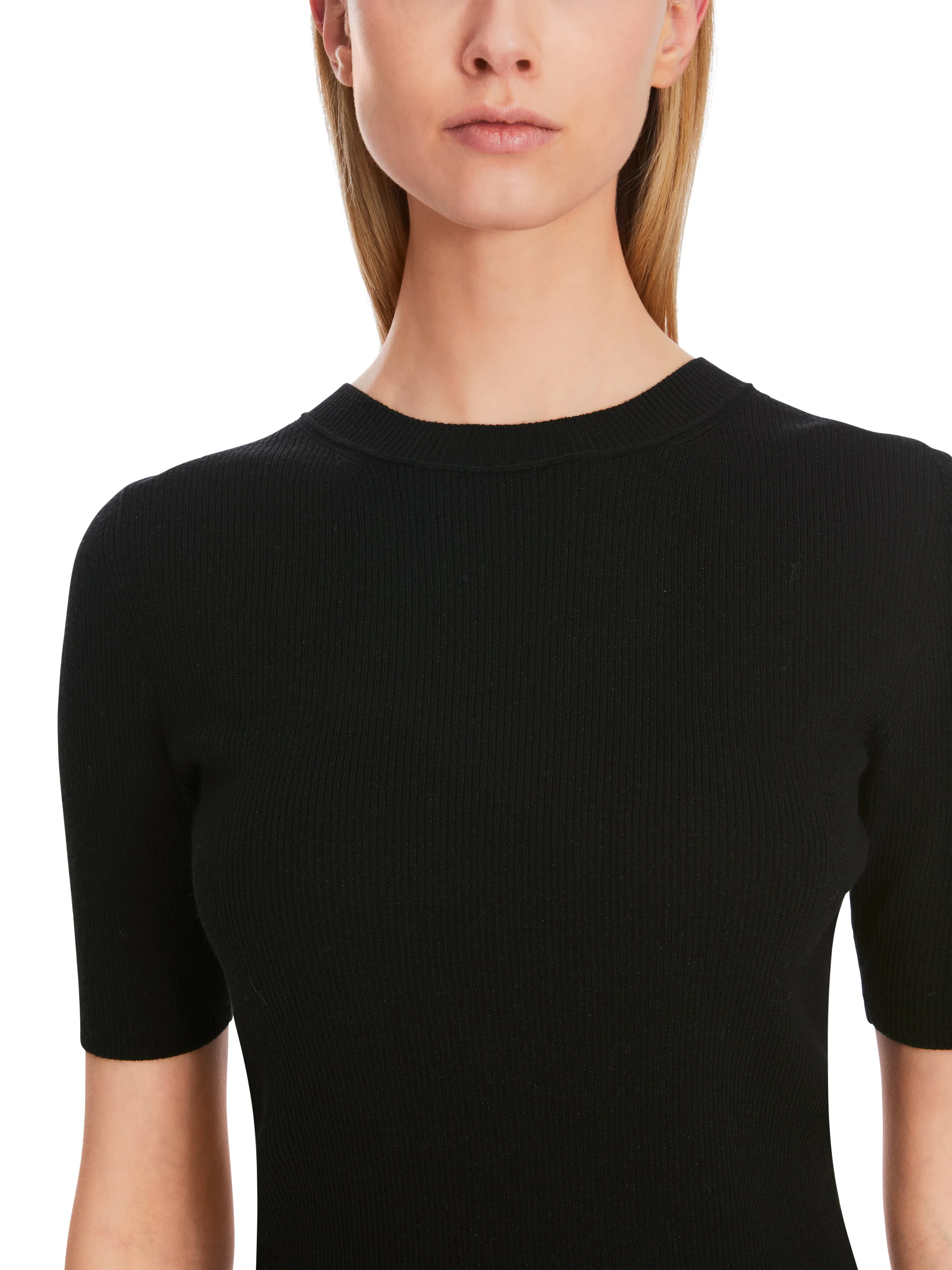 GLITTER WOOL SHORT SLEEVE SWEATER