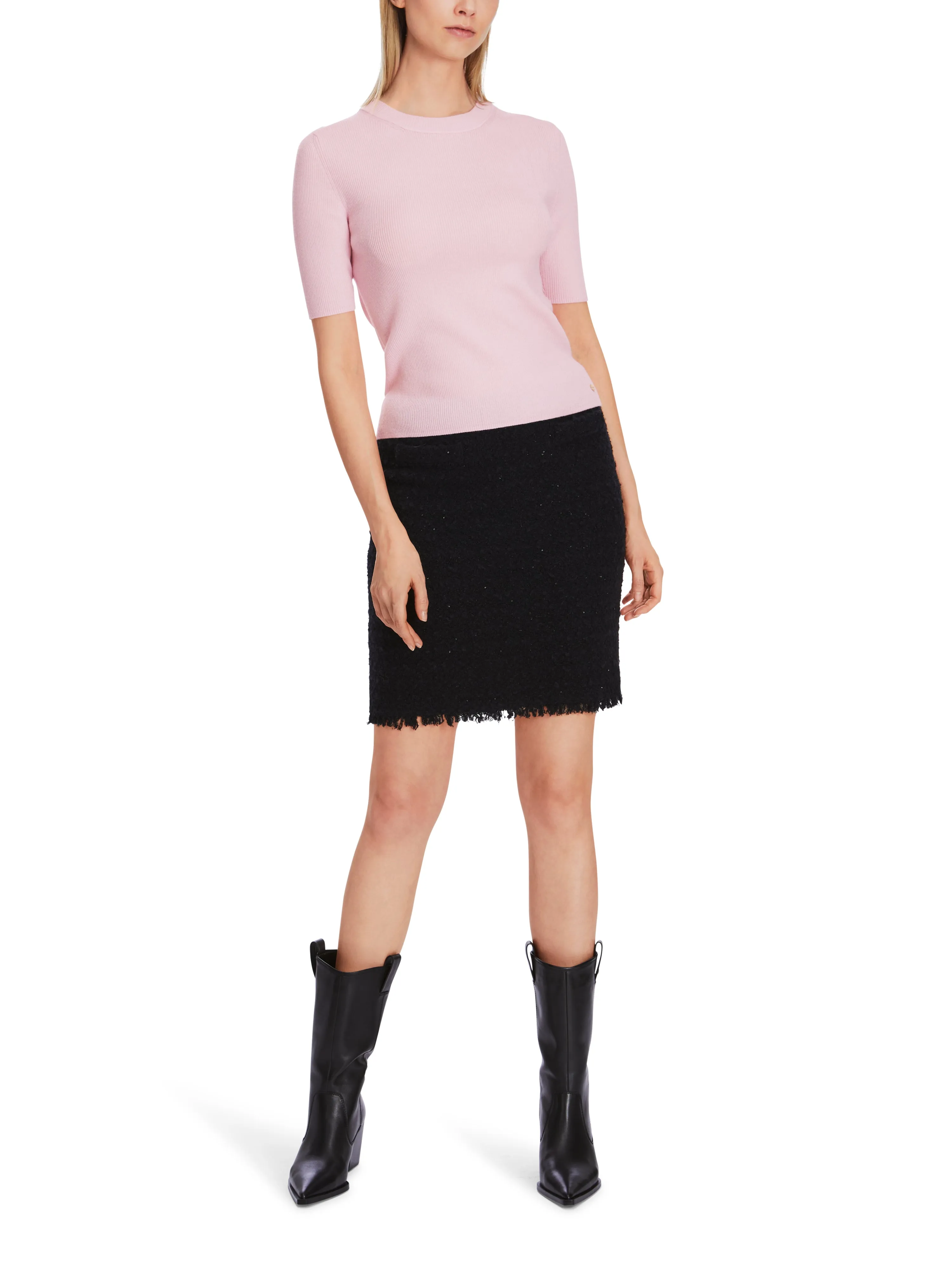 GLITTER WOOL SHORT SLEEVE SWEATER