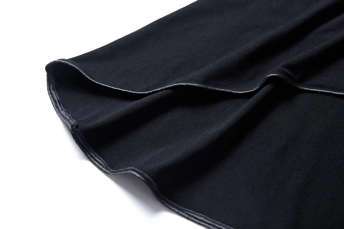 Gothic tail Black dress with off shoulder and cross back DW060