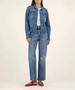 KUT FROM THE KLOTH RAW HEM DENIM JACKET - MEDIUM WASH