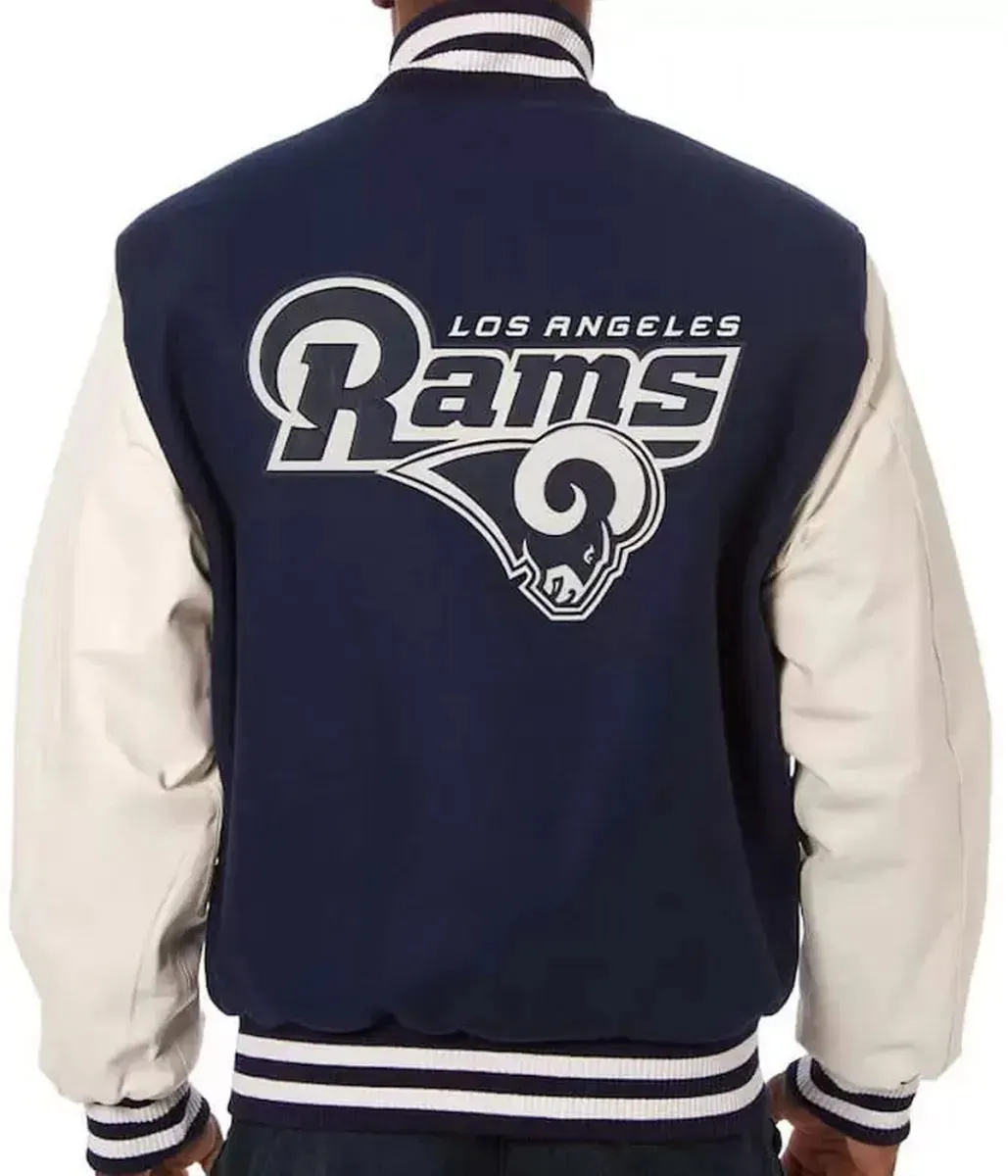 LA Rams White and Blue Varsity Jacket For Men and Women