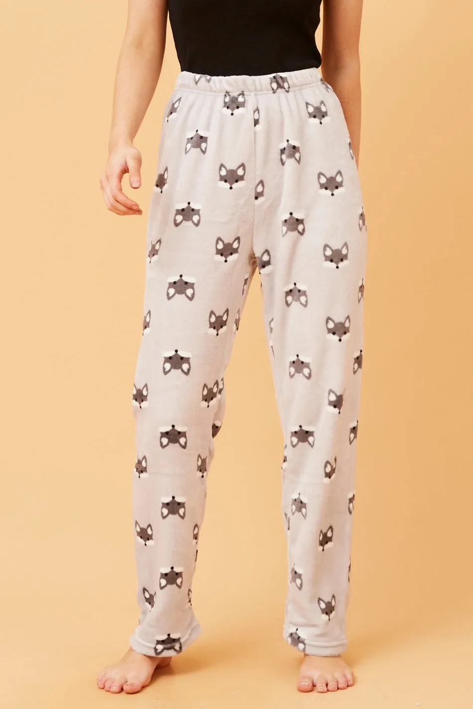 LEE FOX PRINT PLUSH PYJAMA PANTS