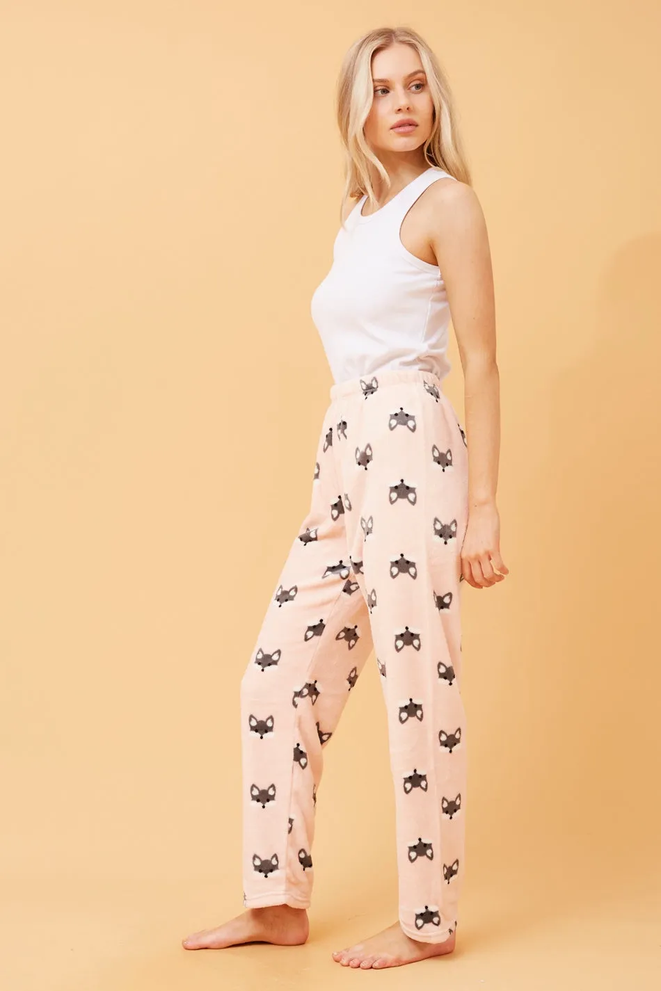 LEE FOX PRINT PLUSH PYJAMA PANTS