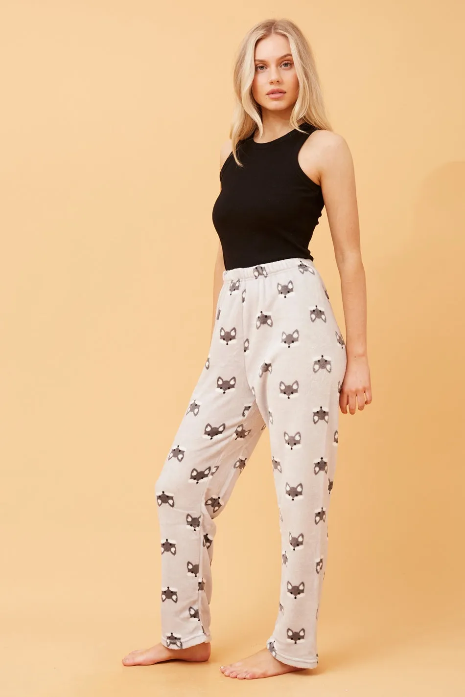 LEE FOX PRINT PLUSH PYJAMA PANTS
