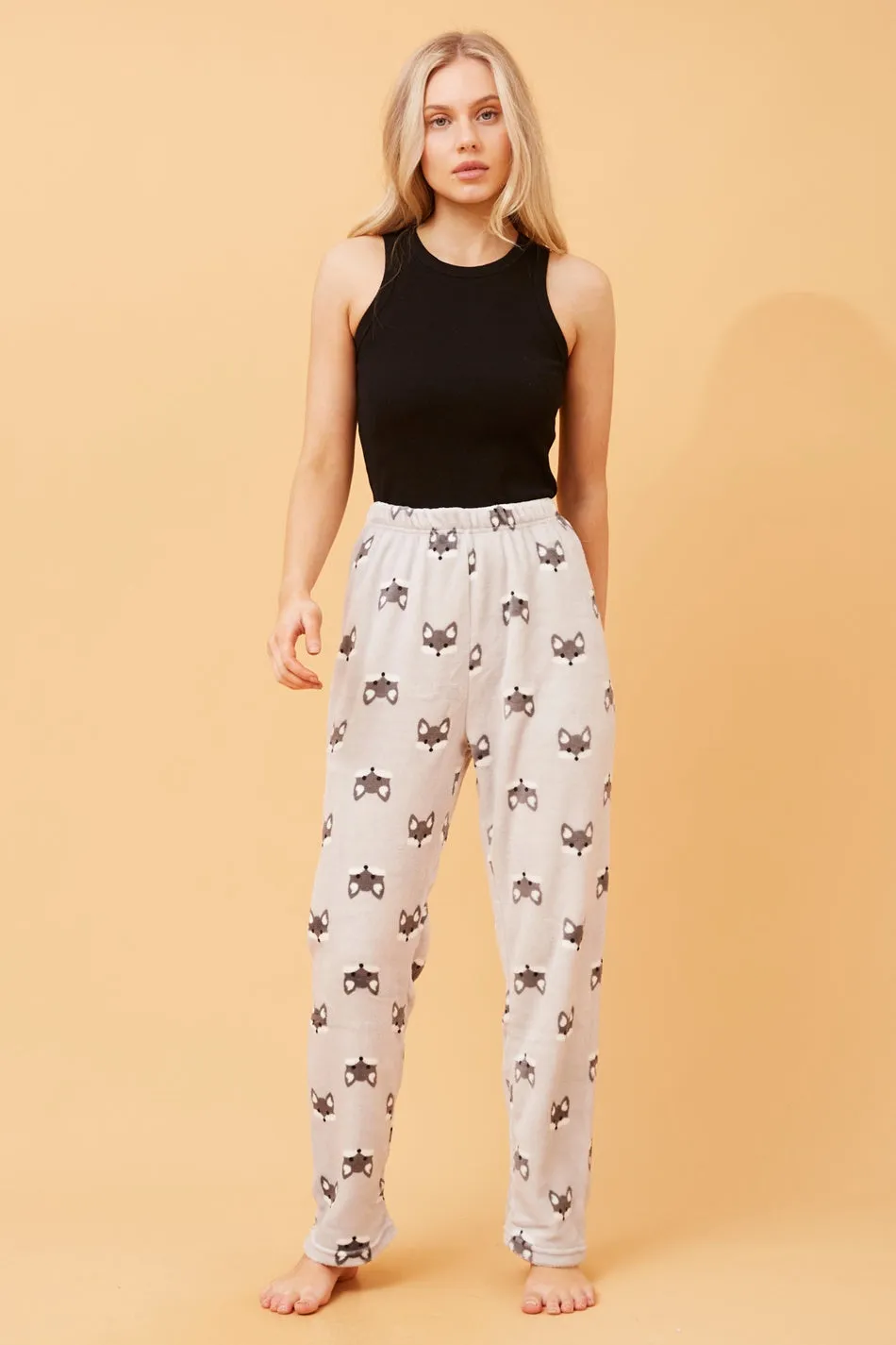 LEE FOX PRINT PLUSH PYJAMA PANTS