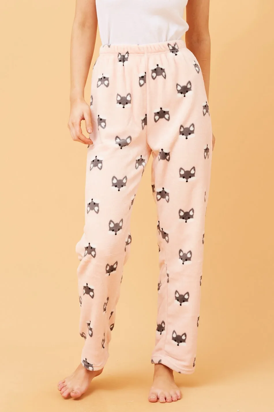 LEE FOX PRINT PLUSH PYJAMA PANTS