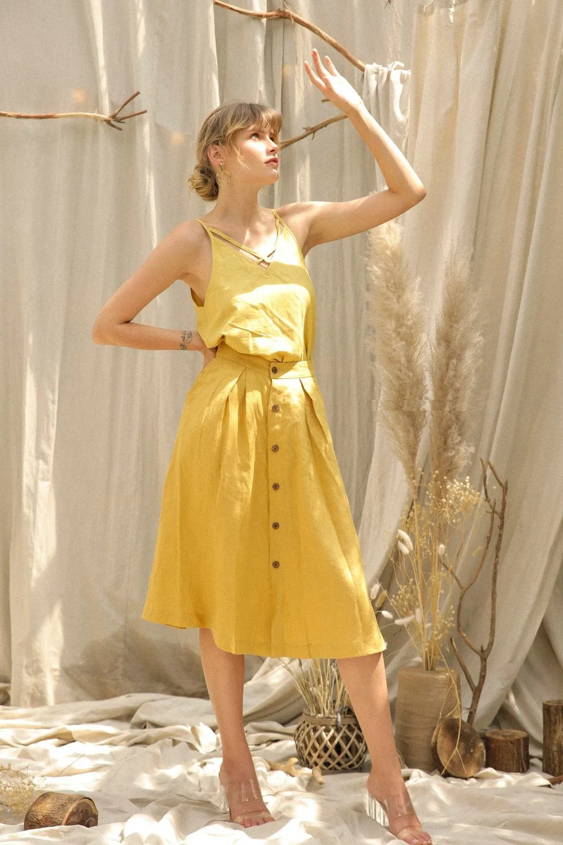 Leslie Linen Midi Skirt
